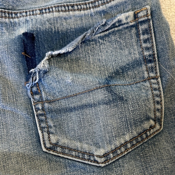 American Eagle Outfitters Distressed Blue Jean Shorts with Floral Embroidery - Picture 7 of 13